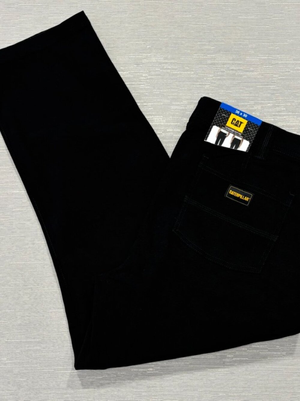 CAT Caterpillar Utility Work Pants Mens 36 x 30 Black Flex Waistband Cell Pocket